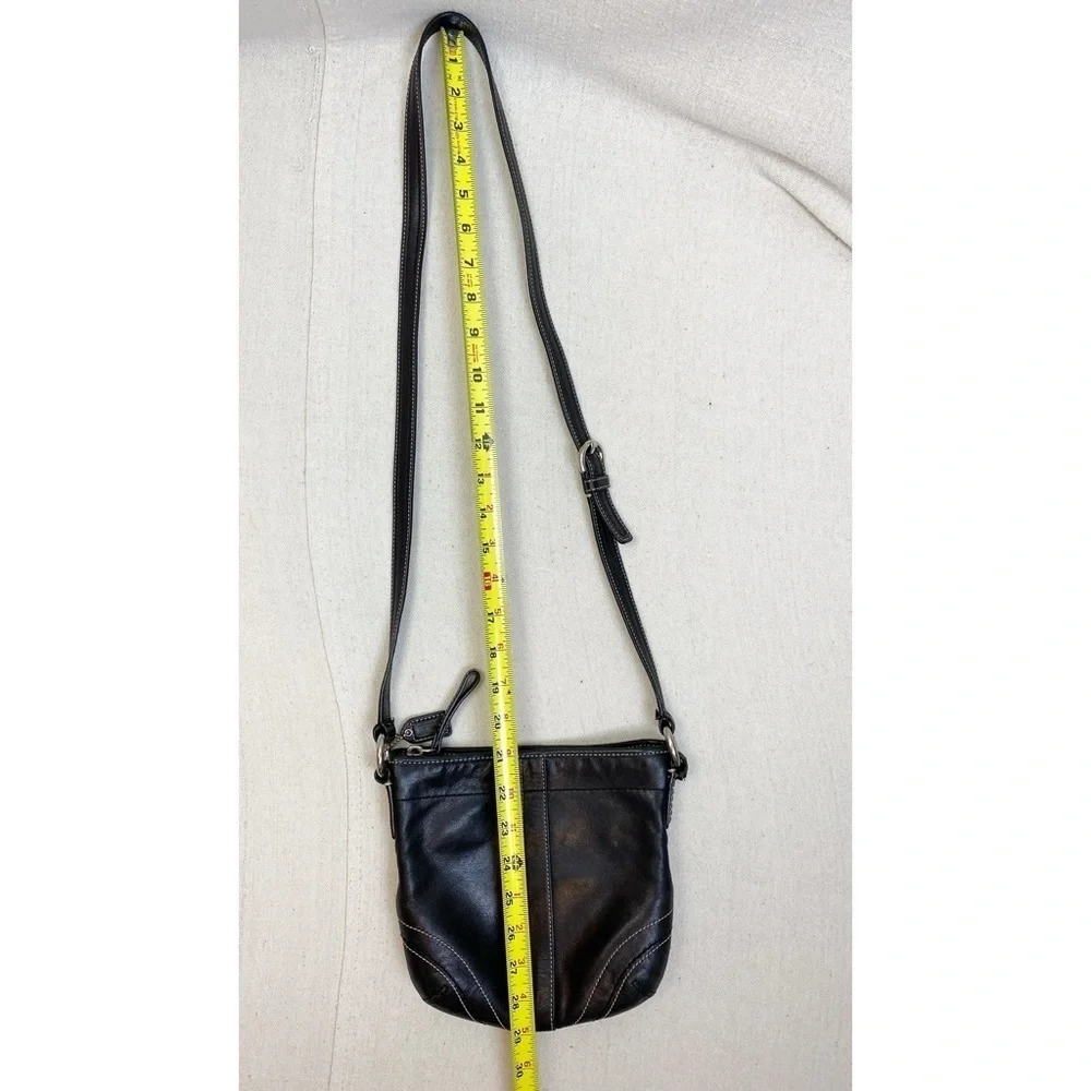 Vintage Y2K Coach Black Leather Crossbody Bag adjustable strap nickel hardware